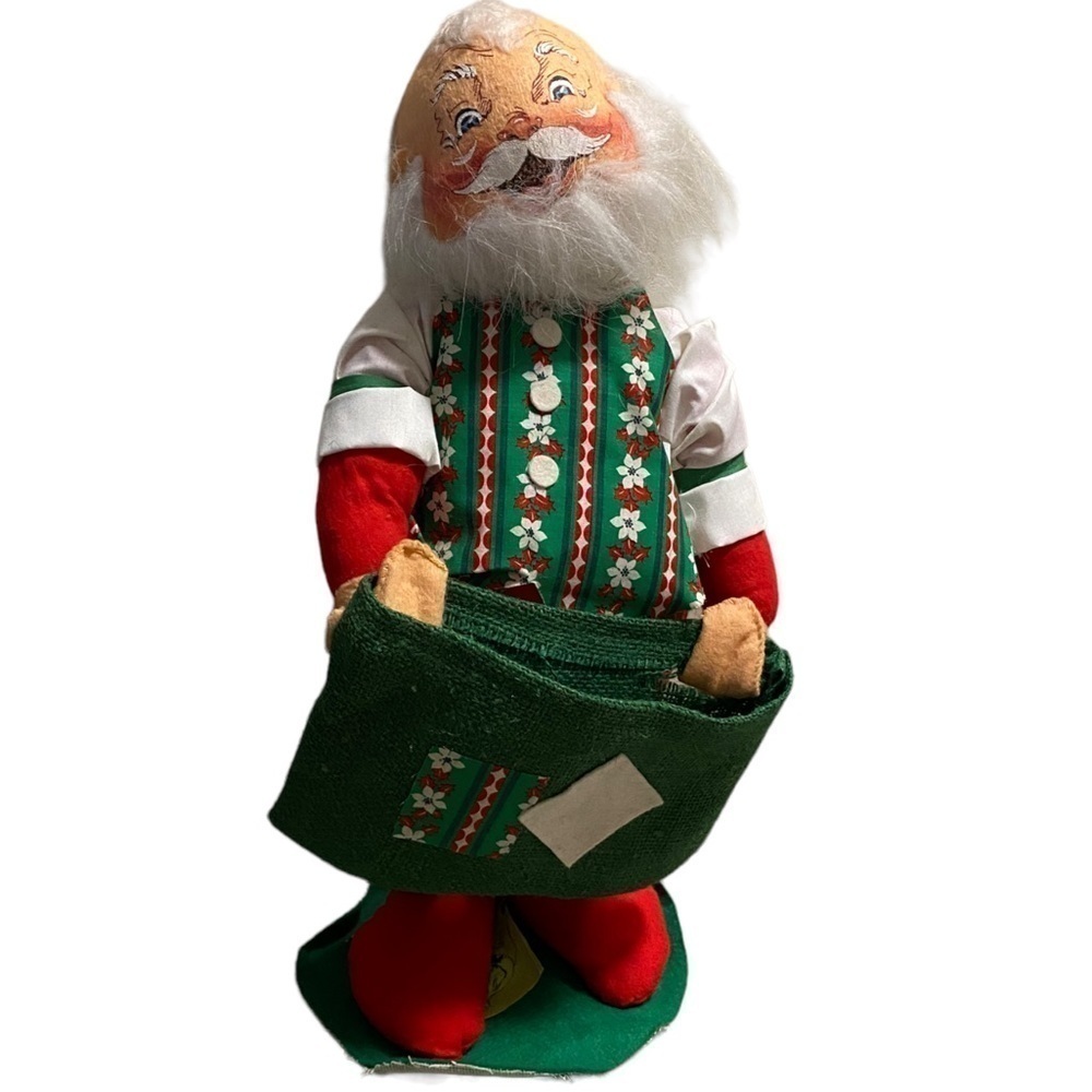 Vintage 1967 Annalee Santa w/Green Sack 18" Mobilitee Christmas Doll Figure